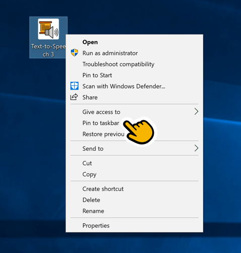 Image showing the Right-Click menu of a program, and how to Pin it to Taskbar.